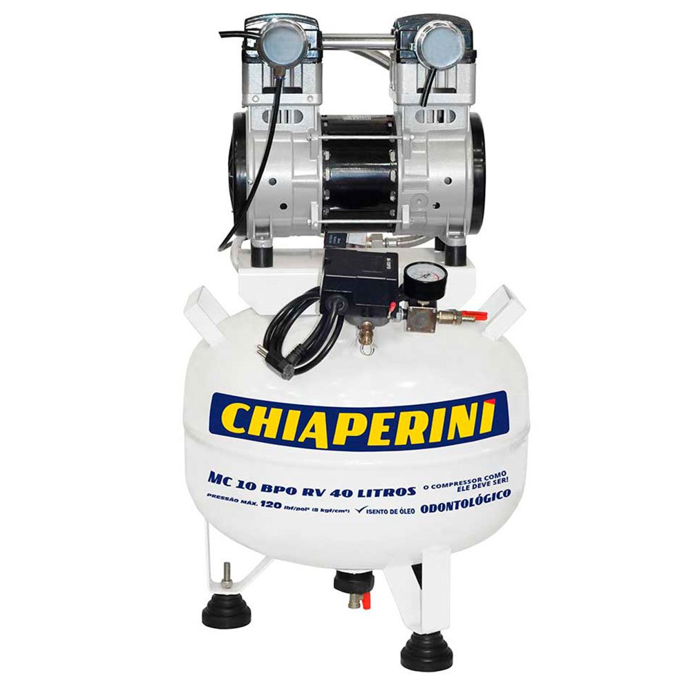 Motocompressor Odontológico 2HP 10 Pés 40L Isento de Óleo CHIAPERINI-10BPO-RCV