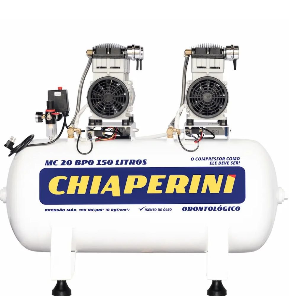 Motocompressor Odontológico 20 Pés 150L Isento de Óleo 220V CHIAPERINI-21235