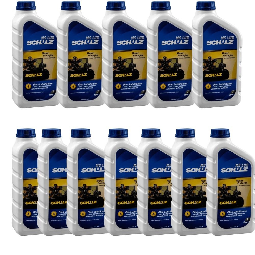 Kit 12 Frascos de Óleo para Compressor Pistão 1 Litro SCHULZ-K8677