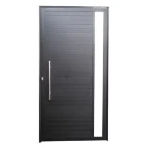 Porta Pivotante Lambril Alumínio Preto com Visor 210x100cm Lux