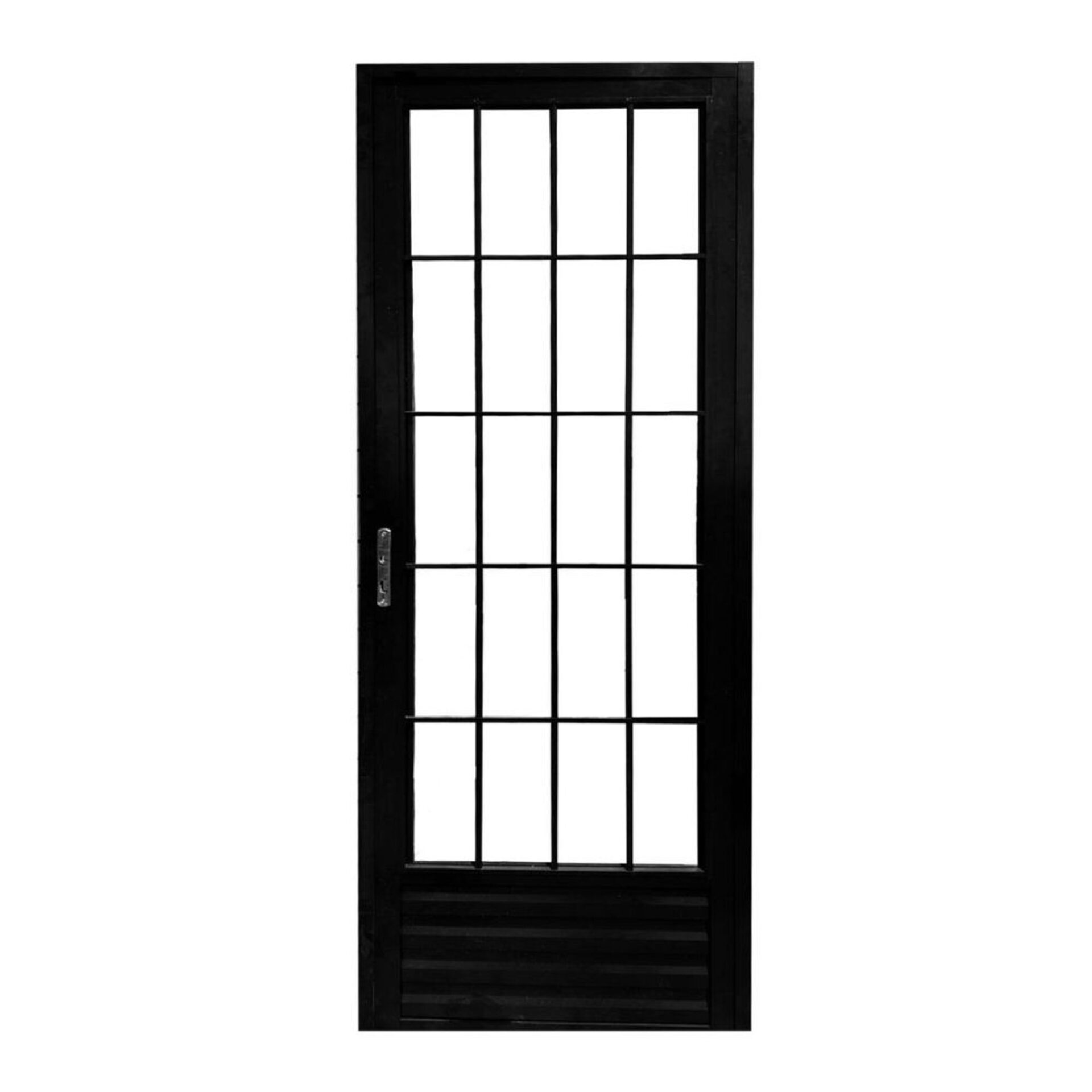 Porta Palito Alumínio Preto Vidro Liso 210x80cm Quality