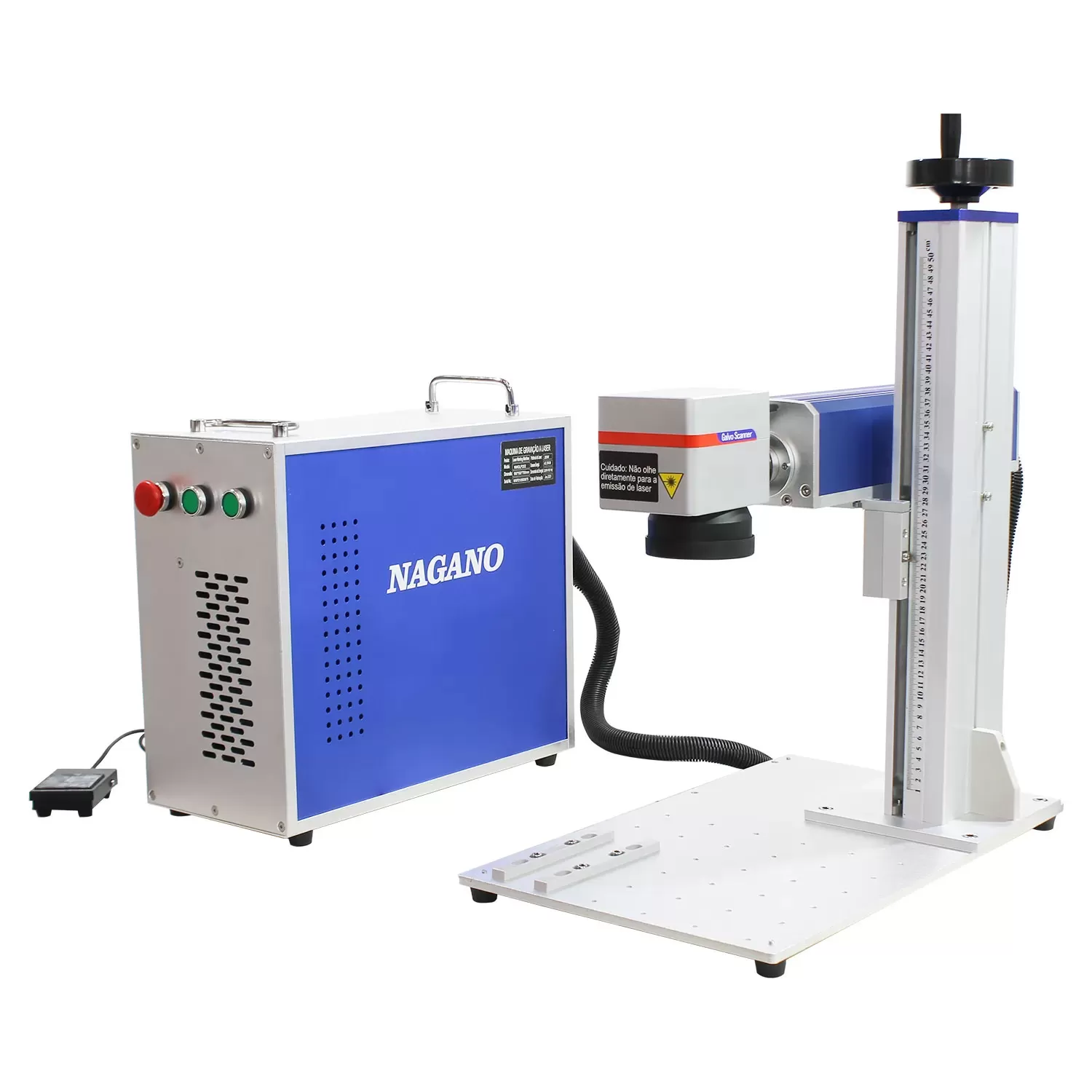 Máquina de Gravação Laser Metais Fiber Portátil 30w com Entrada Eixo Rotativo