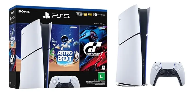 Console Playstation®5 Slim Digital - Pacote Astro Bot E Gran Turismo 7 - Branco